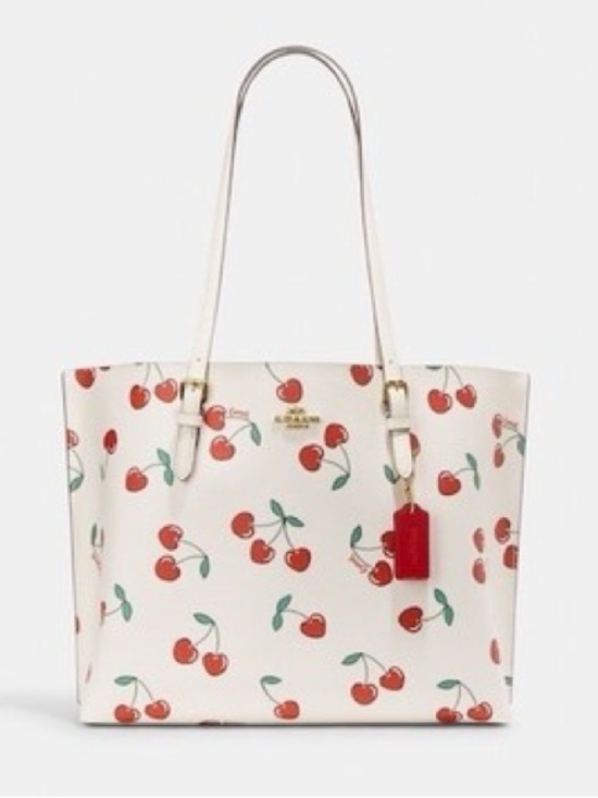 Coach Handbags - COACH Mollie Tote With Heart Cherry Print In Gold/Chalk Multi